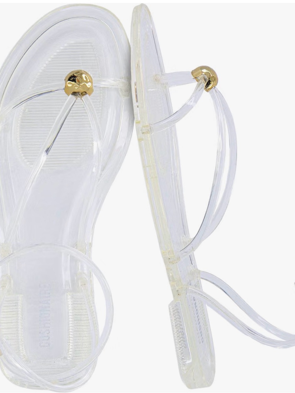 NWT Cushionaire Clear Jelly Sandals with Gold Accent